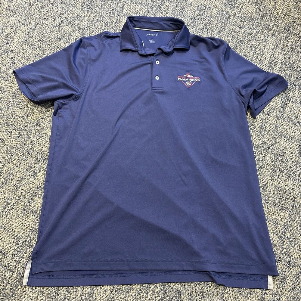 Johnnie-O Washington Nationals Polo Shirt Men's L 2019 World Series Blue MLB